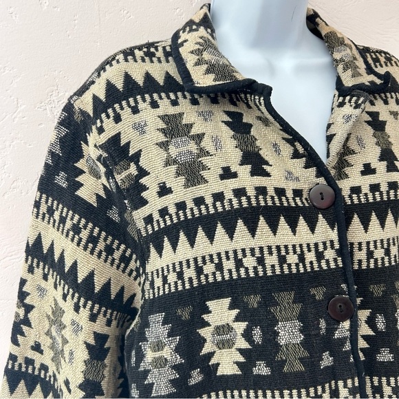 JANE ASHLEY VTG Southwest Western Aztec Cotton Tapestry Jacket Womens Size XL - Picture 6 of 11